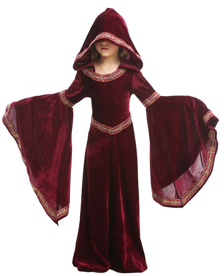 Halloween Vampir Kostüm Kinder Mittelalterliches Kostüm Kapuzenrobe Rot