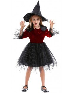 Beängstigend Kinder Halloween Hexenkostüm Mädchen Rot