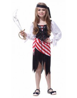 Kinder Karibik Piratenkapitän Kostüm für Mädchen