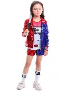 Glänzender Druck Suicide Squad Harley Quinn Kostüm Kinder Set
