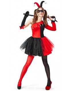 Damen Harley Quinn Kostüm Halloween Clown Zirku Kostüm Erwachsene