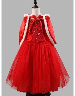 Winter Mädchen Fee Prinzessin Kleid Rot