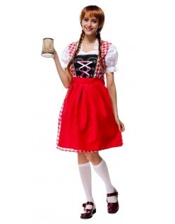 Bayrisches Trachtenkleid Oktoberfest Kleidung Damen Rot