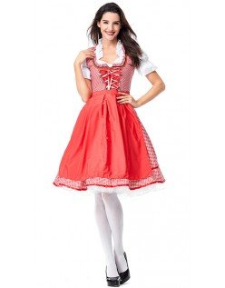 Plaid Dirndl Oktoberfest Kleidung Rot Trachtenkleid