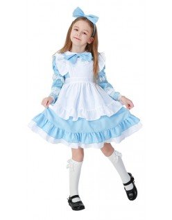 Alice im Wunderland Kostüm Kinder Lolita Dienstmädchen Kostüm Blau