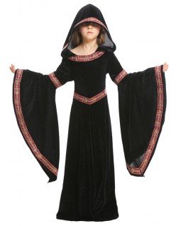 Halloween Vampir Kostüm Kinder Mittelalterliches Kostüm Kapuzenrobe Schwarz
